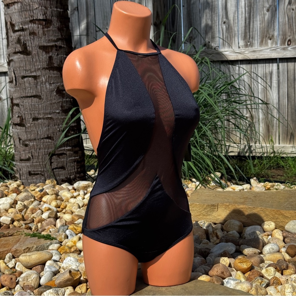 Victoria's Secret Sexy Black Mesh One Piece Swimsuit size Small - Picture 2 of 10